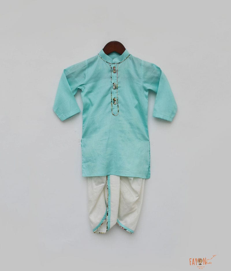 Blue Silk Kurta with Dhoti for Boys