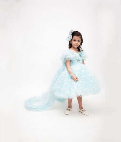 Fayon Kids Blue Star Net Dress for Girls