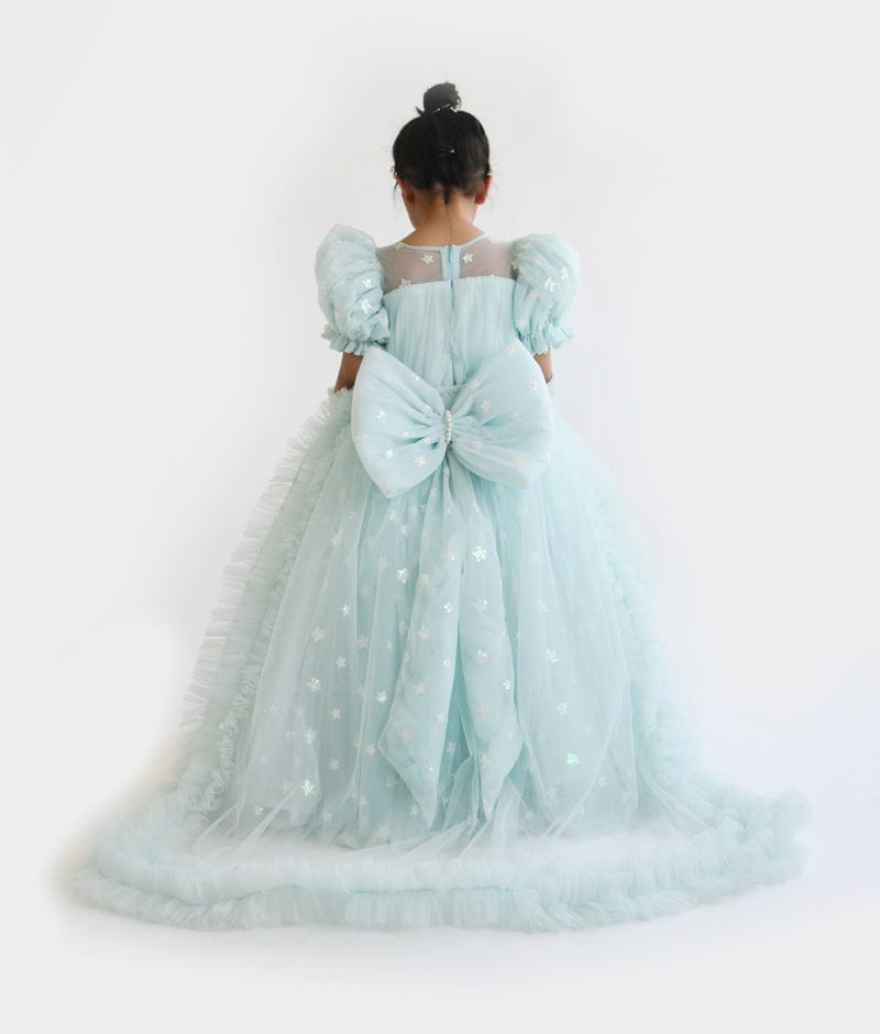 Blue Star Net Gown for Girls