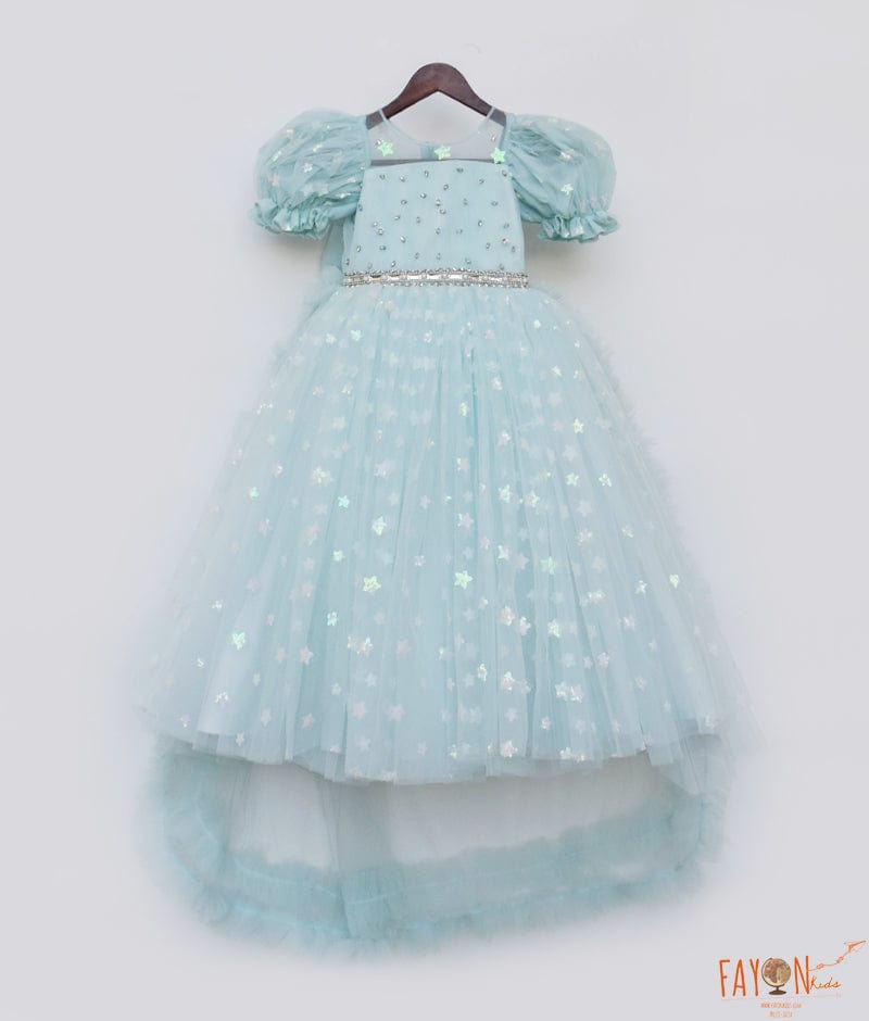 Blue Star Net Gown for Girls
