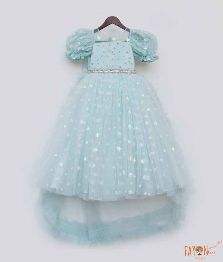 Blue Star Net Gown for Girls
