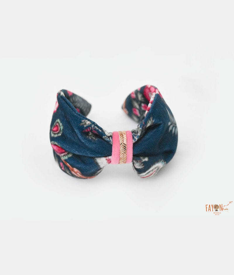 Fayon Kids Blue Velvet Printed Hairband for Girls