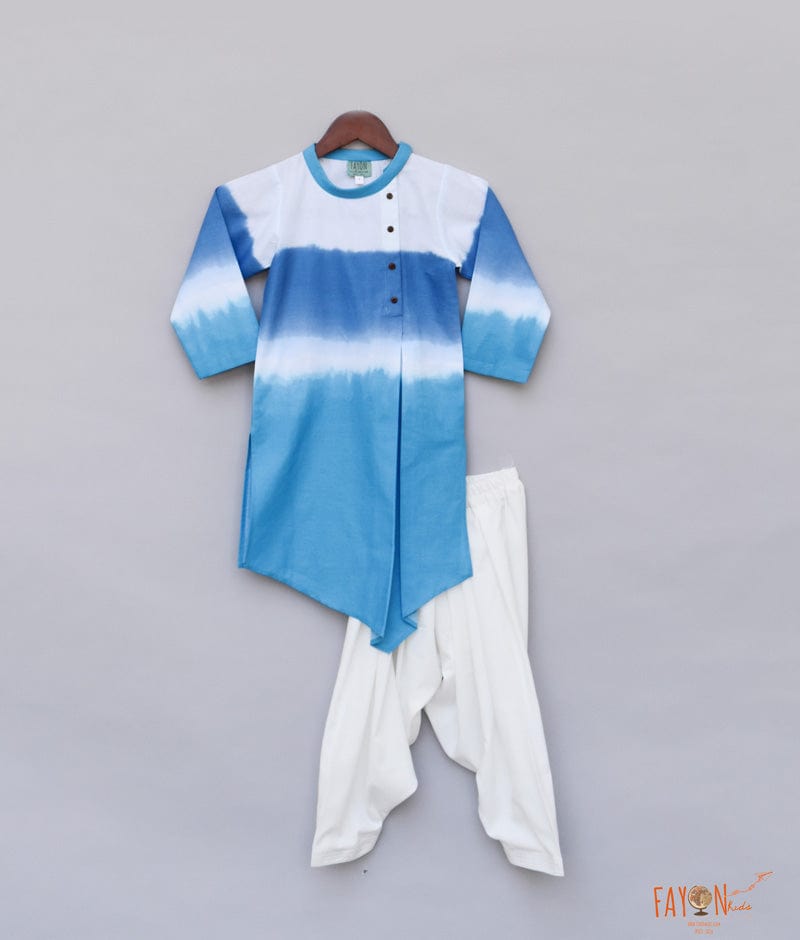Blue White Kurta with Crepe Salwar for Boys