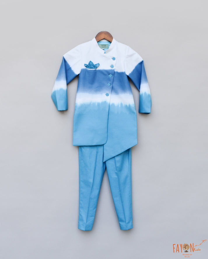 Fayon Kids Blue & White Tie & Dye Ajkan Blue Pants Set for Boys