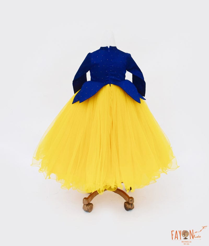 Fayon Kids Blue Yellow Net Gown for Girls