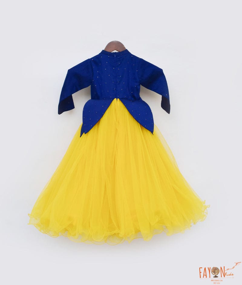 Fayon Kids Blue Yellow Net Gown for Girls