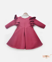Burgundy Neoprene Dress for Girls