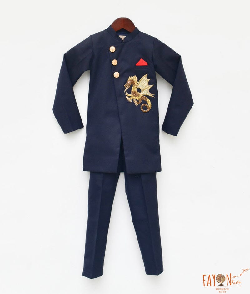 Fayon Kids Dark Blue Bandgala with Pant for Boys