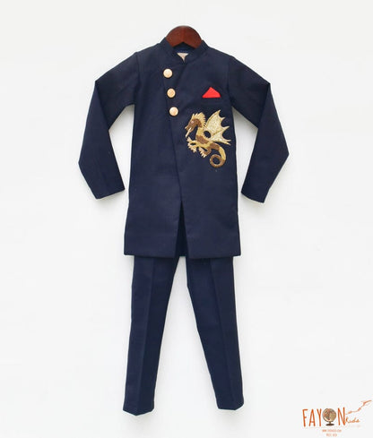 Fayon Kids Dark Blue Bandgala with Pant for Boys