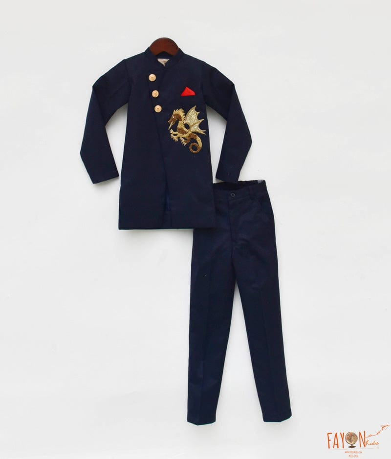 Fayon Kids Dark Blue Bandgala with Pant for Boys