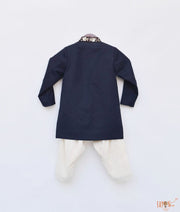 Dark Blue Kurta with Lucknowi Salwar for Boys