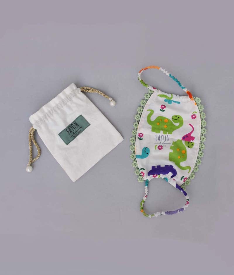 Fayon Kids Dino Printed Mask with Pouch