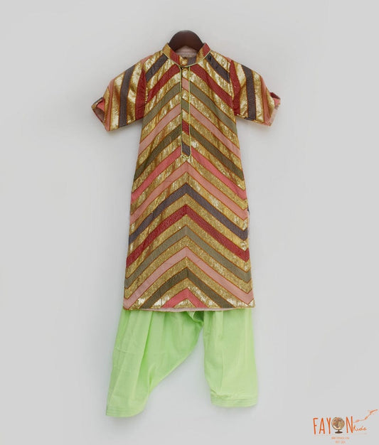 Fayon Kids Embroidery Kurta and Green Salwar for Boys