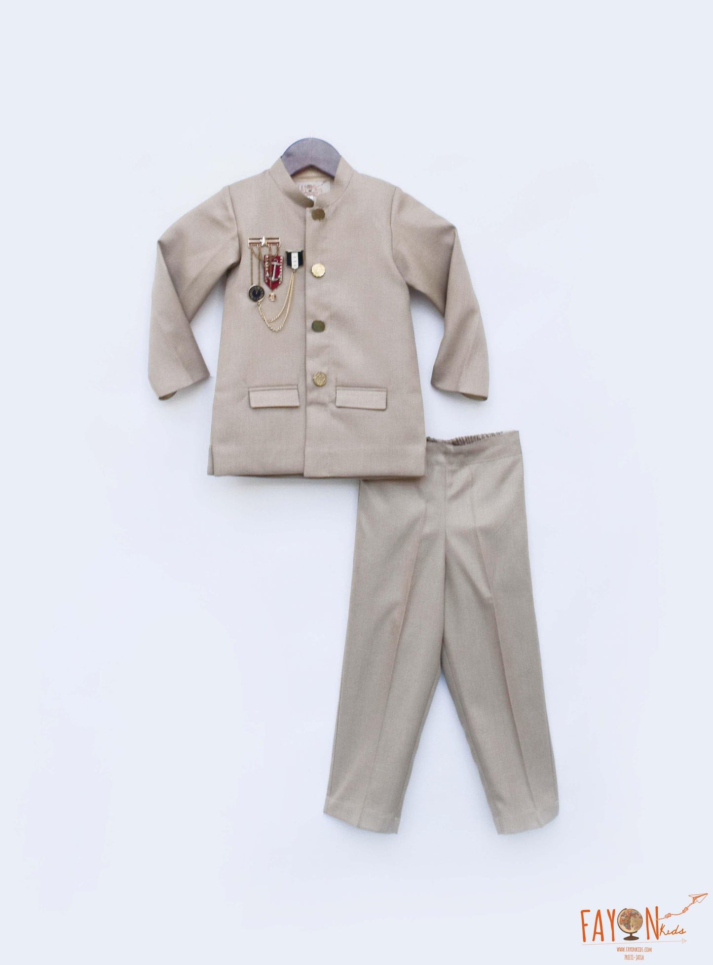 Fayon Kids Gold Bandgala with Pant for Boys