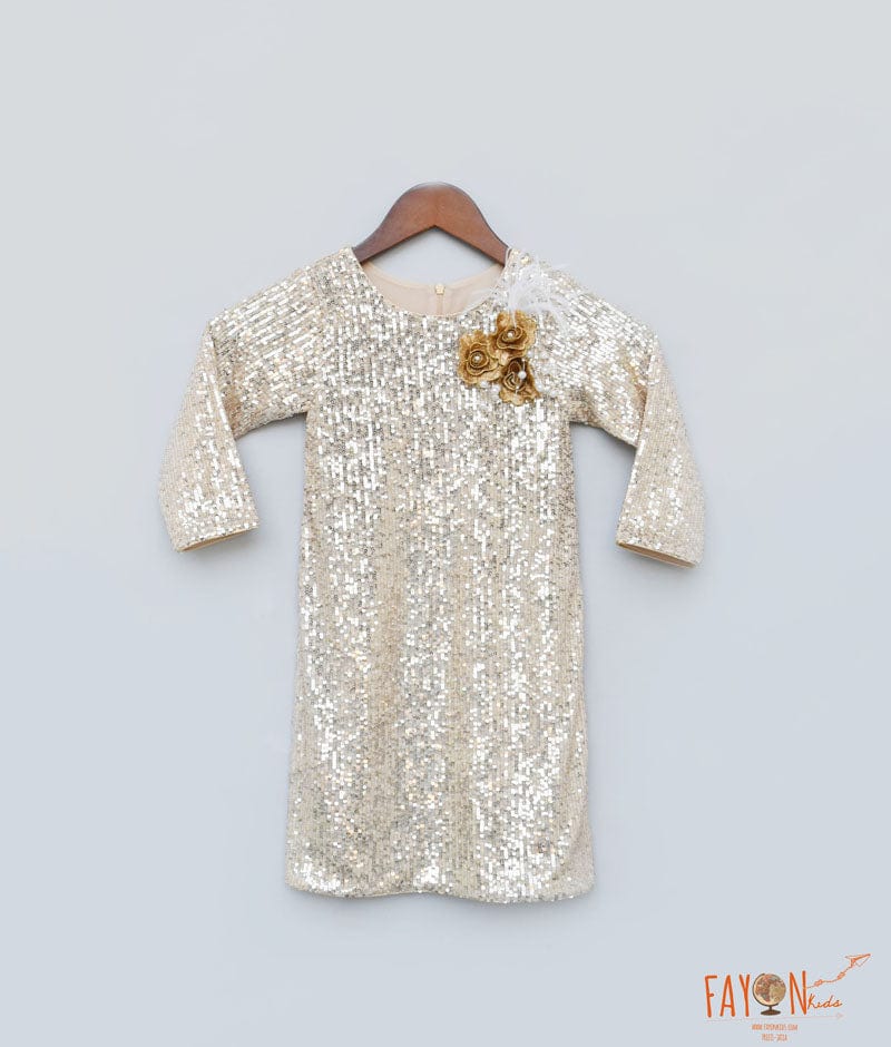 Shop Gold Sequins Dress For Girls 3
