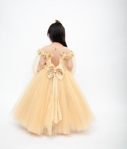 Fayon Kids Golden Glitter Net Gown for Girls