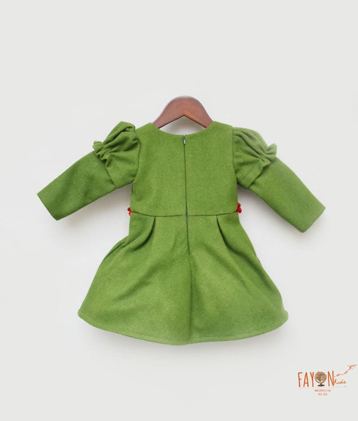 Fayon Kids Green Felt Frock for Girls