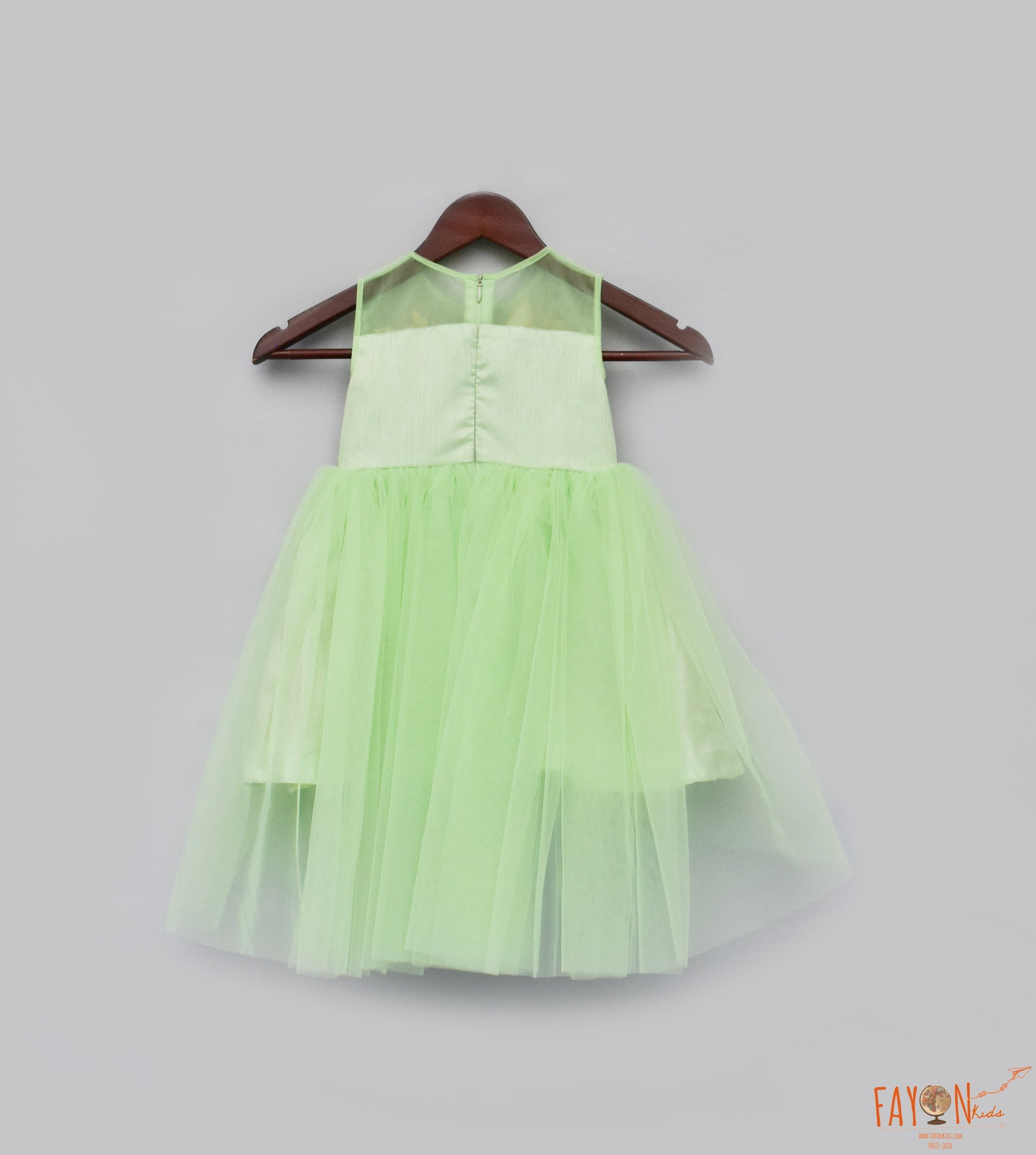 Fayon Kids Green High Low Frock for Girls