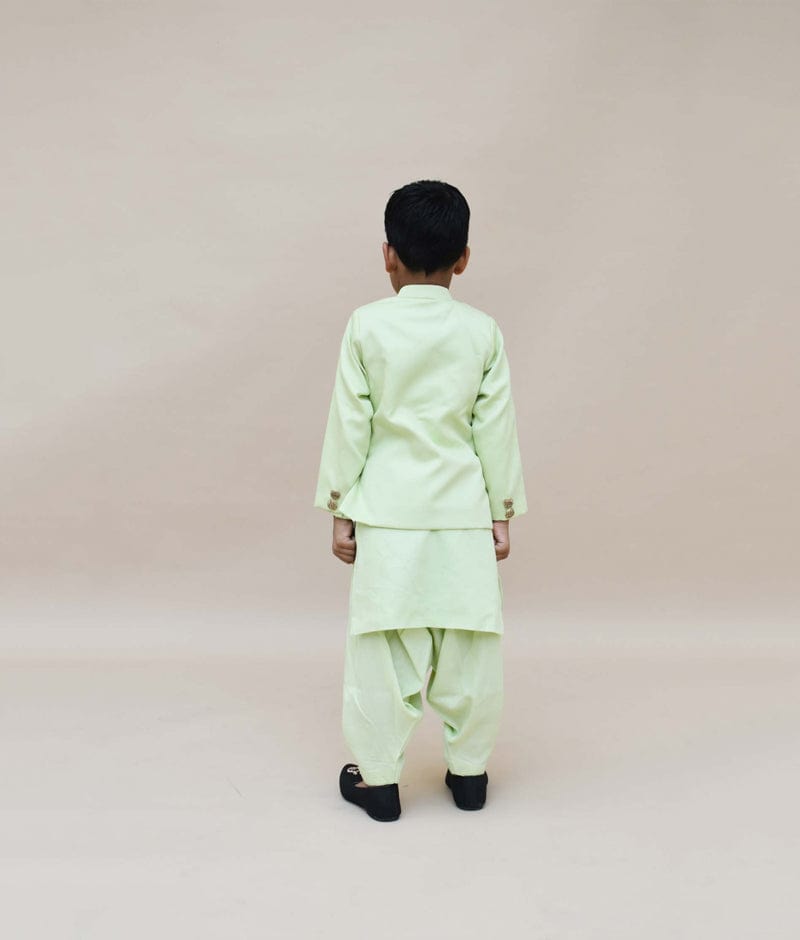 Fayon Kids Green Jacket with Kurta Salwar for Boys