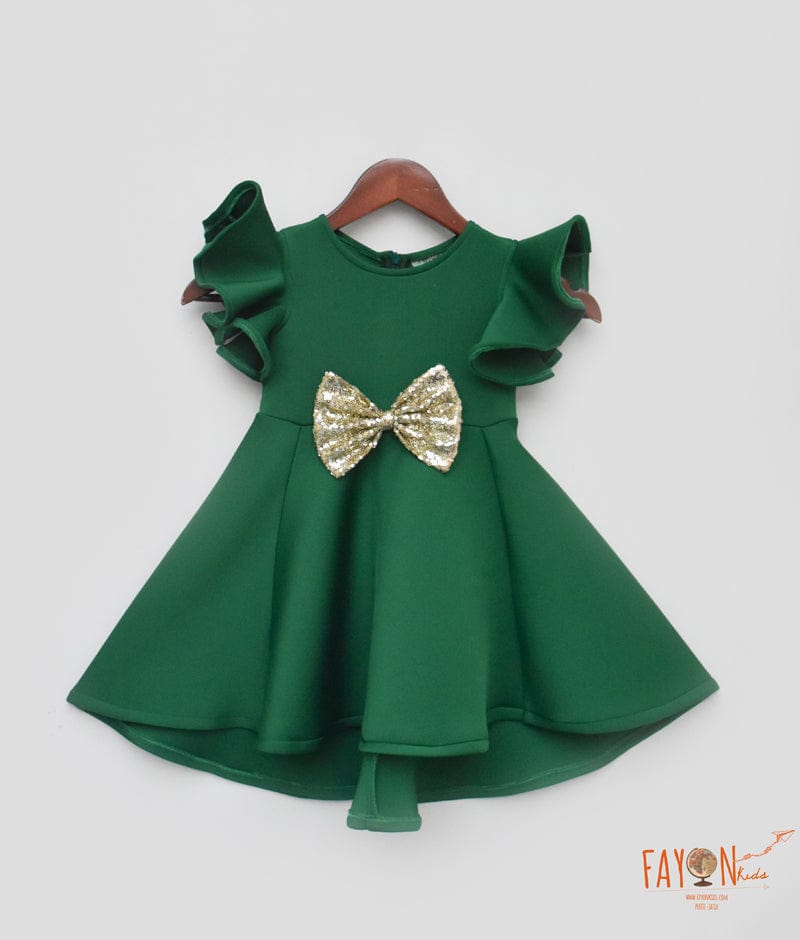 Fayon Kids Green Lycra Dress for Girls