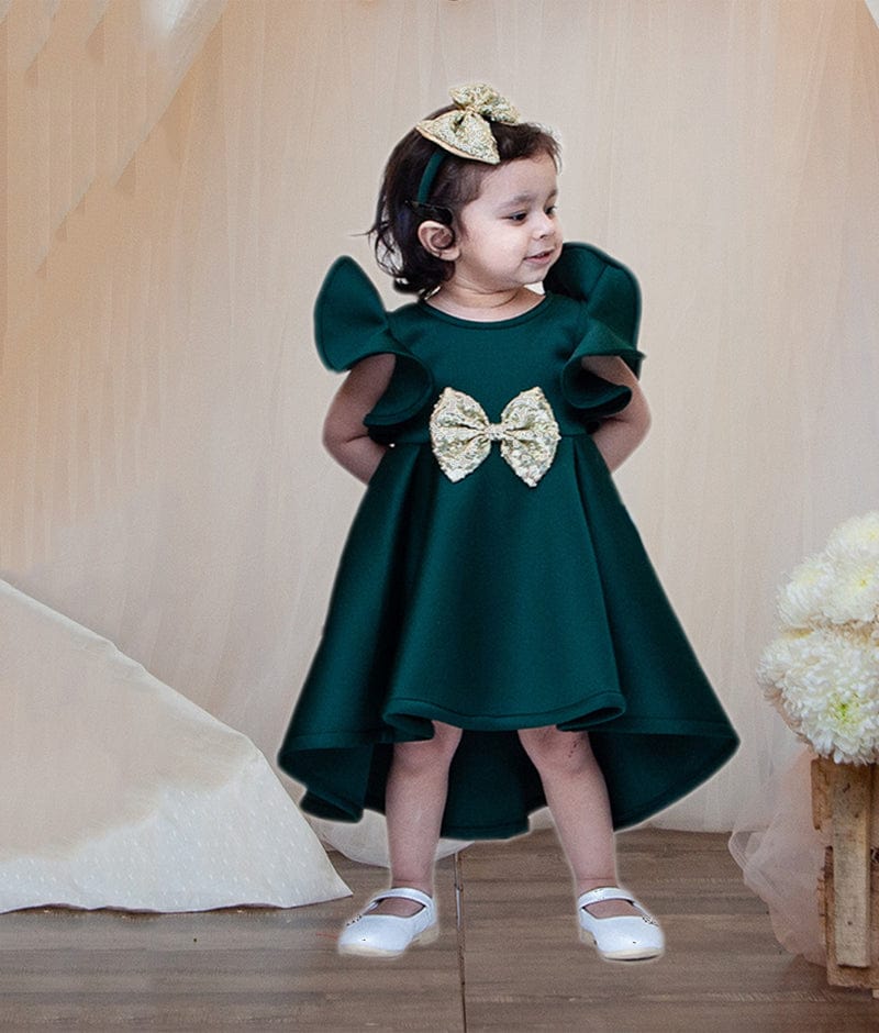 Green Lycra Dress for Girls