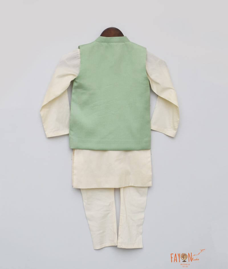Green Nehru Jacket with Kurta Chudidar for Boys