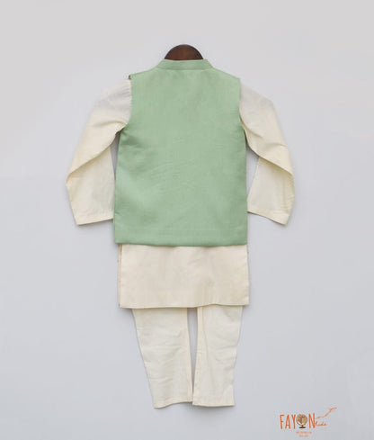 Green Nehru Jacket with Kurta Chudidar for Boys