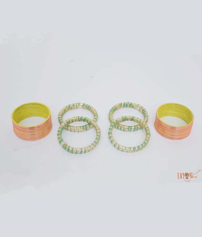 Fayon Kids Green Peach Kada with Bangle for Girls
