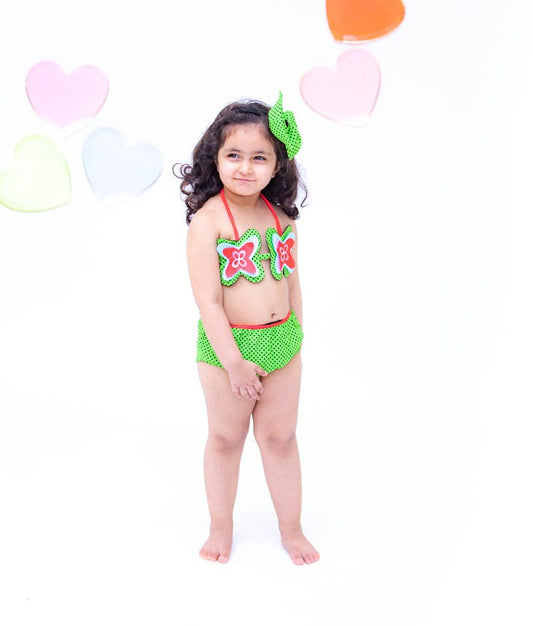 Fayon Kids Green Polka Swim Wear for Girls