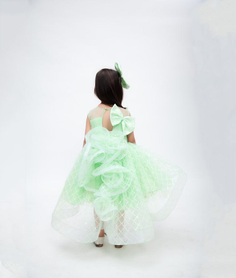 Fayon Kids Green Sequins Net Dress for Girls