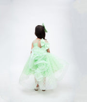 Green Sequins Net Dress for Girls