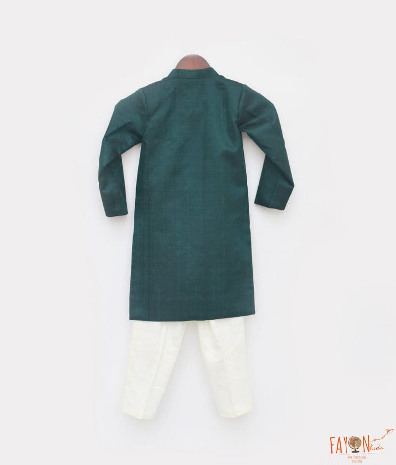 Fayon Kids Green Silk Ajkan and Pant for Boys