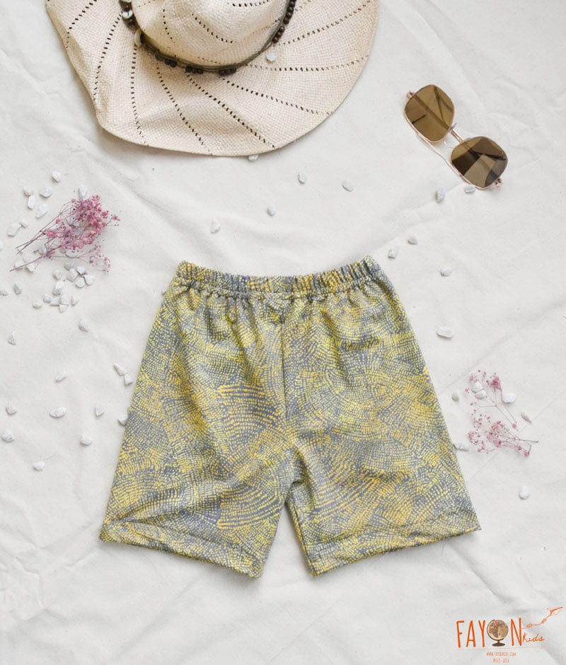 Grey and Yellow Texture Print Trunk for Boys