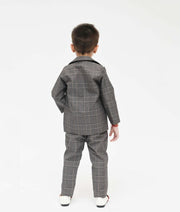 Grey Check Coat with Pink Shirt Pant for Boys