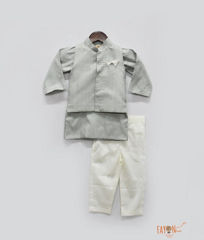 Grey Nehru Jacket with Grey Kurta Pant for Boys