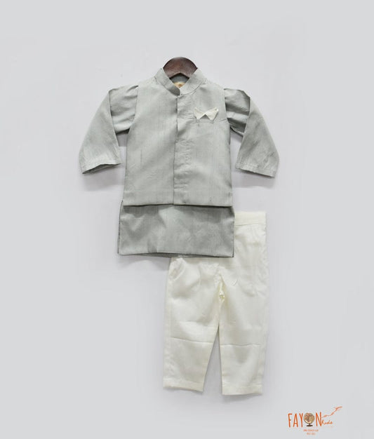 Grey Nehru Jacket with Grey Kurta Pant for Boys