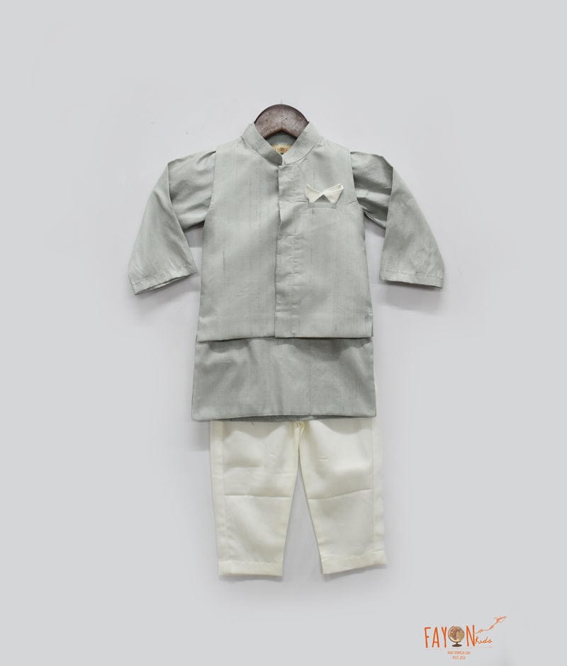 Fayon Kids Grey Nehru Jacket with Grey Kurta Pant for Boys