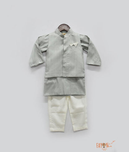 Fayon Kids Grey Nehru Jacket with Grey Kurta Pant for Boys