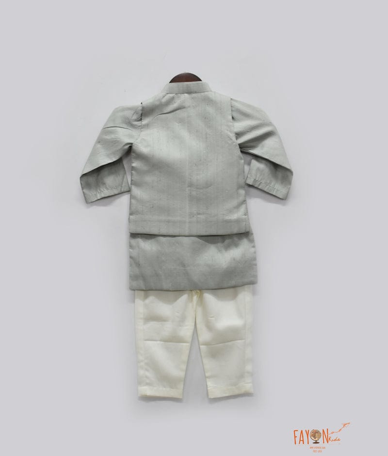 Grey Nehru Jacket with Grey Kurta Pant for Boys
