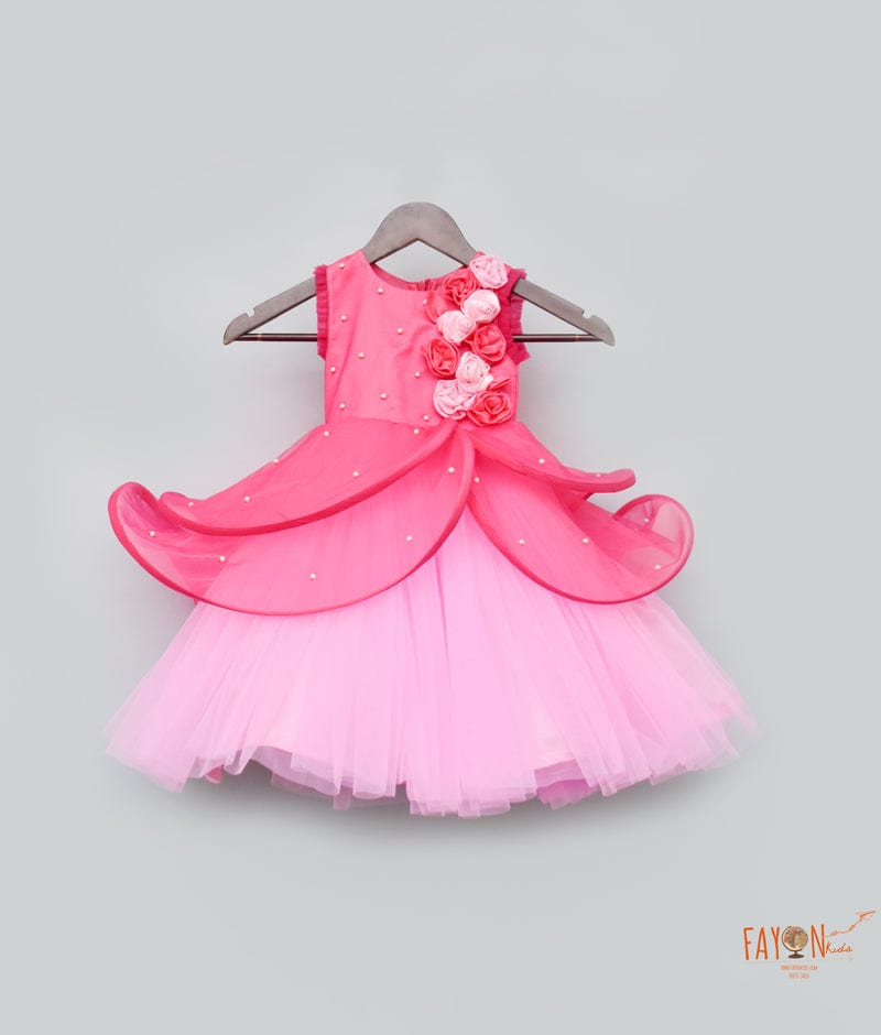 Net Gown Frock Pink Color Party Wear Dress