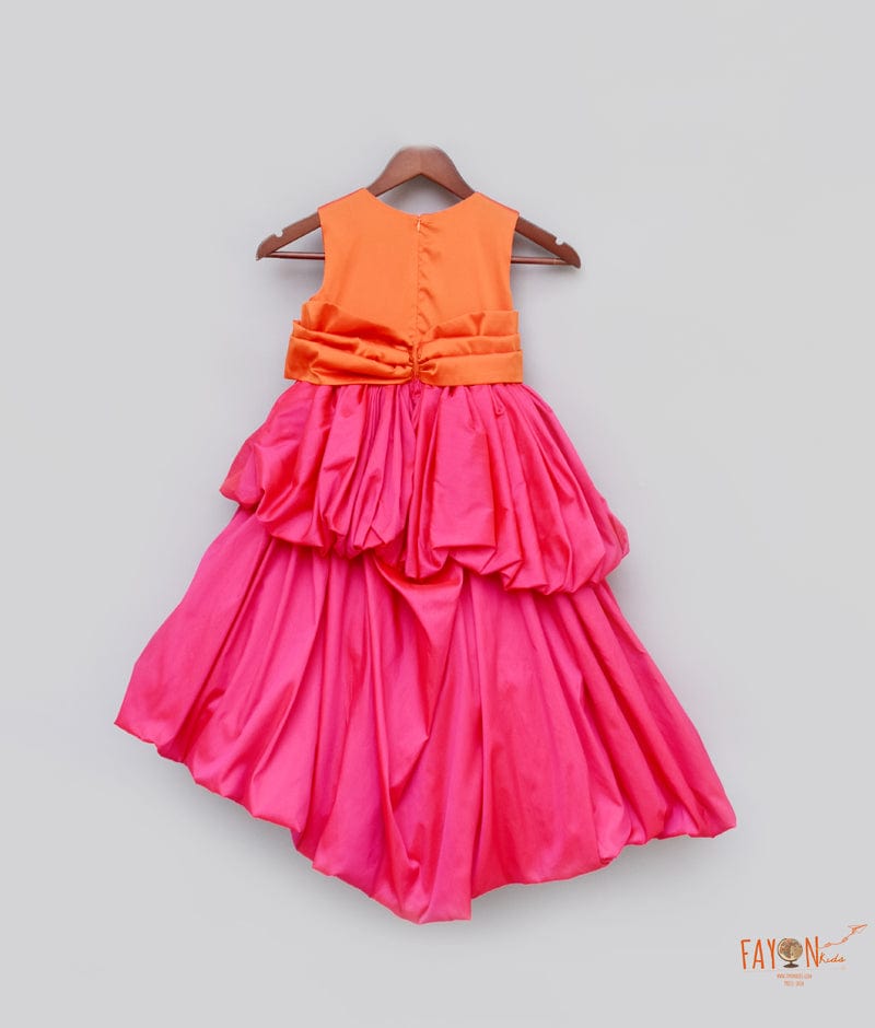 Fayon Kids Hot Pink Orange Gown for Girls