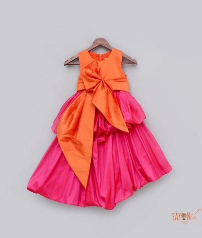Fayon Kids Hot Pink Orange Gown for Girls