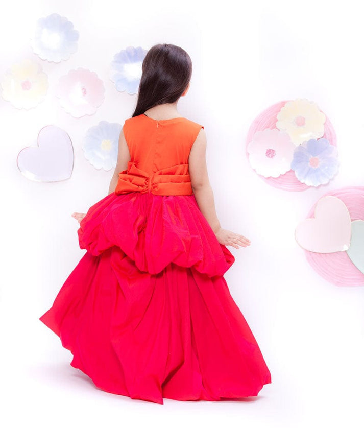 Hot Pink Orange Gown for Girls Vibrant Party Look FayonKids Hot Pink Orange Gown for Girls Vibrant Party Look FayonKids