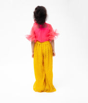 Hot Pink Yellow with Top and Pant for Girls