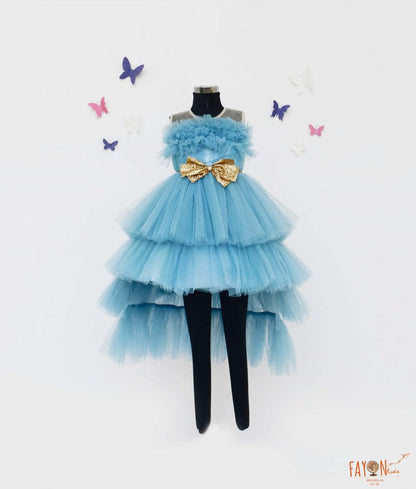Fayon Kids Light Blue Shimmer Net Gown for Girls