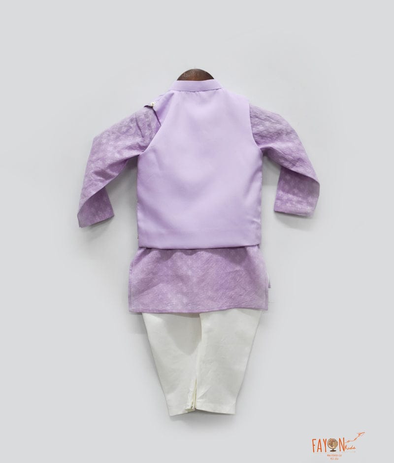 Fayon Kids Lilac Embroidery Jacket with Kurta Chudidar for Boys