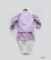 Lilac Embroidery Jacket with Kurta Chudidar for Boys