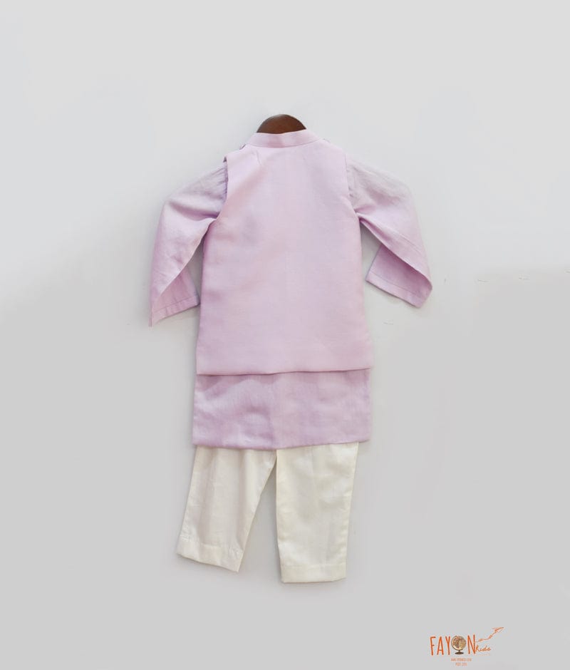 Fayon Kids Lilac Embroidery Jacket with Kurta Pant for Boys