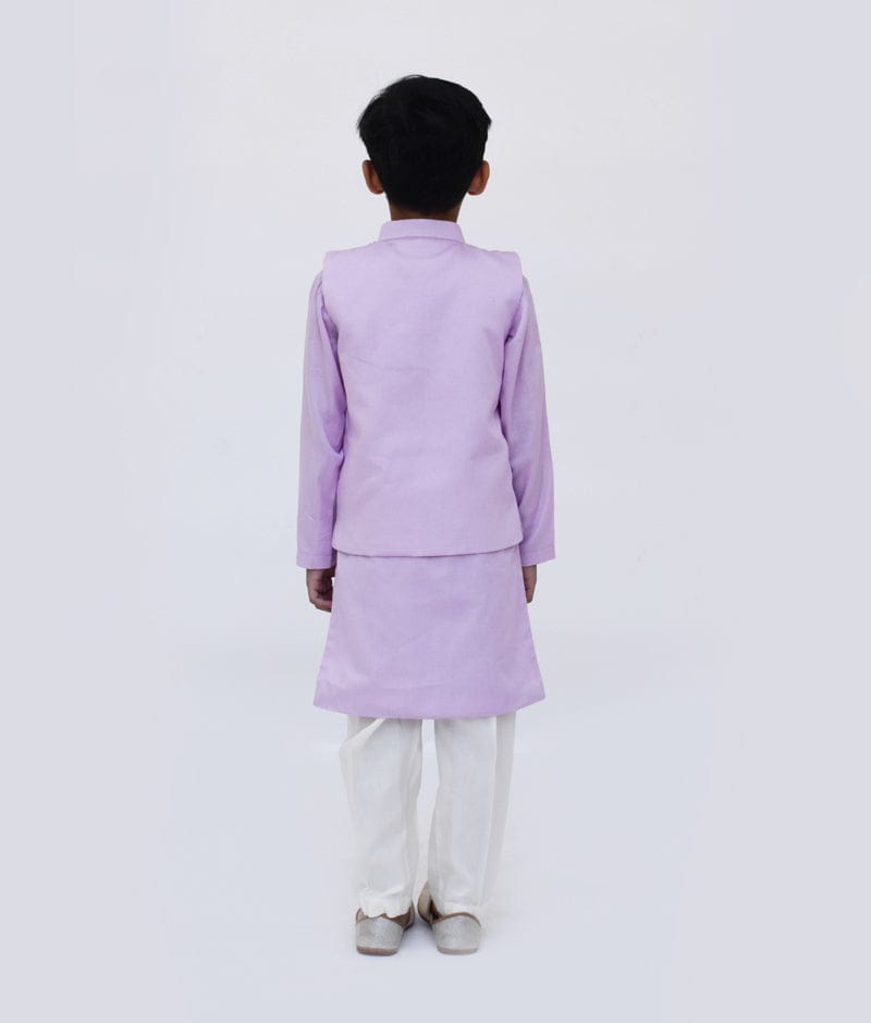 Fayon Kids Lilac Embroidery Jacket with Kurta Pant for Boys