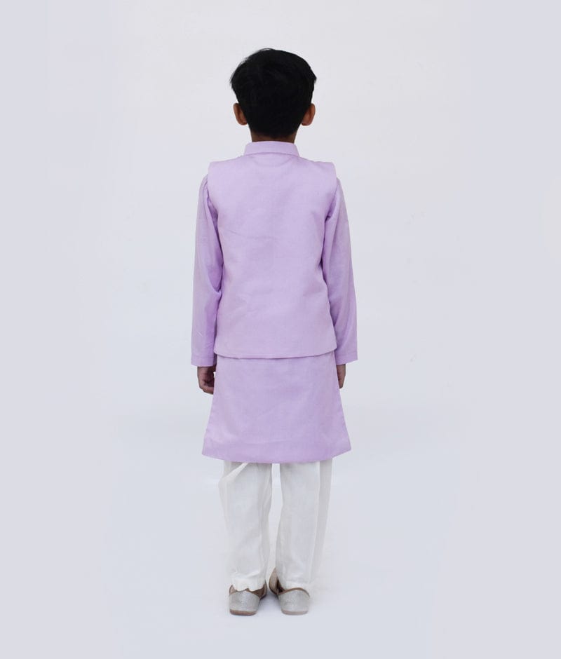 Lilac Embroidery Jacket with Kurta Pant for Boys